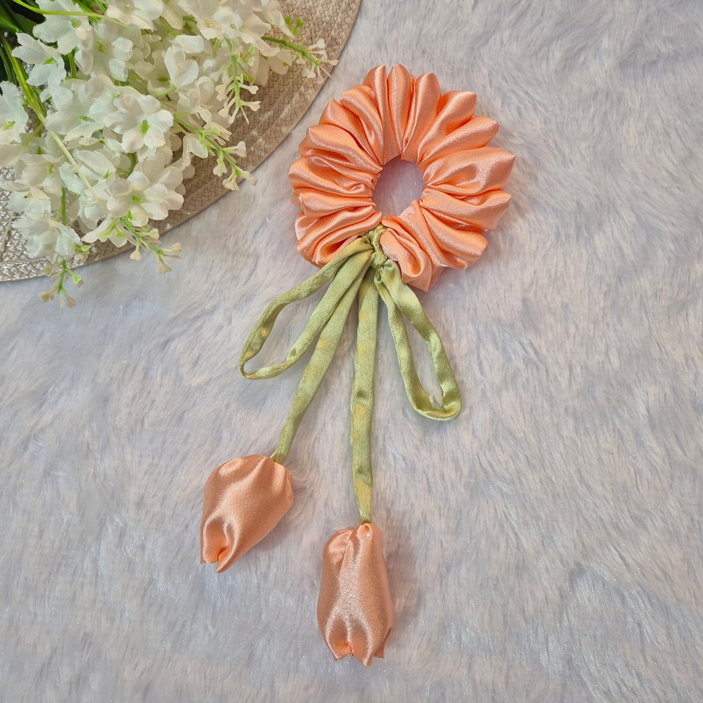 PEACH TULIP SCRUNCHIE
