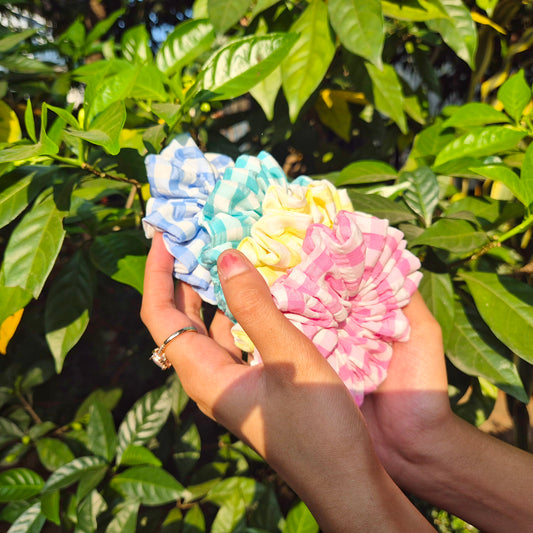 Pastel Gingham Scrunchies